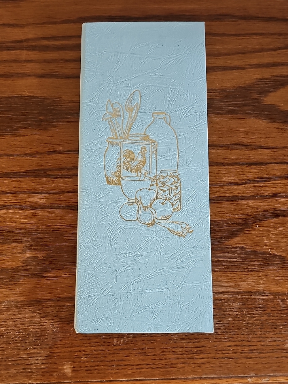 Light Blue Geocery List Tablet with Gold Kitchen Illustration Tote L